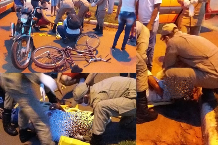 Ciclista de 73 anos é atropelado por moto em Pimenta Bueno