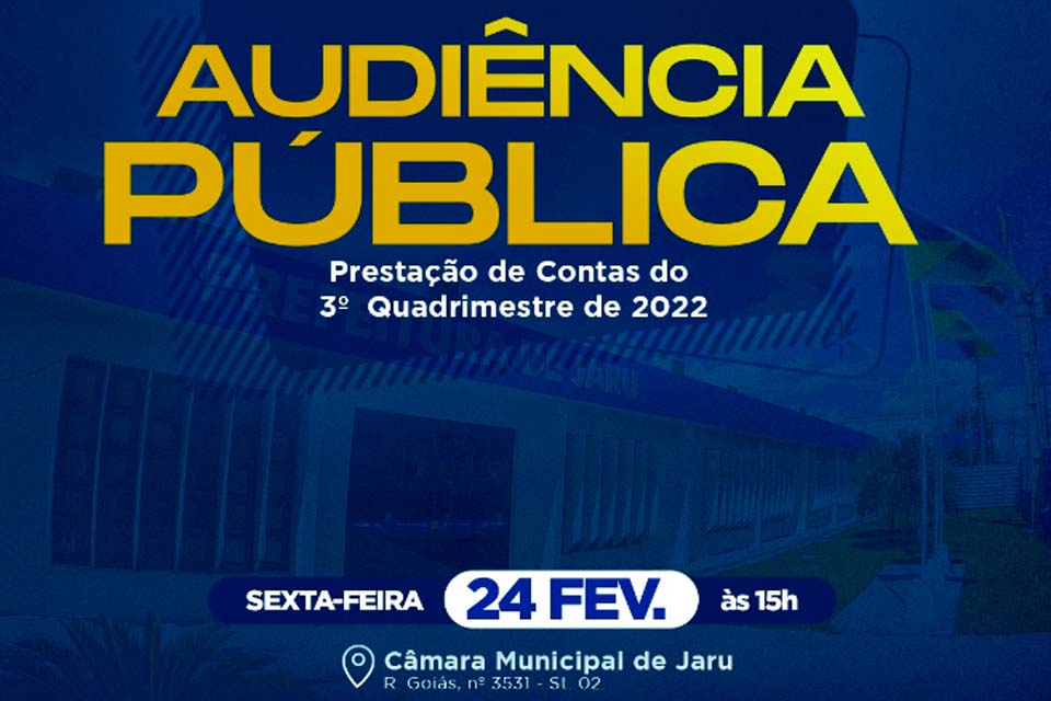 Prefeitura realizará Audiência Pública para prestação de contas do 3º quadrimestre de 2022