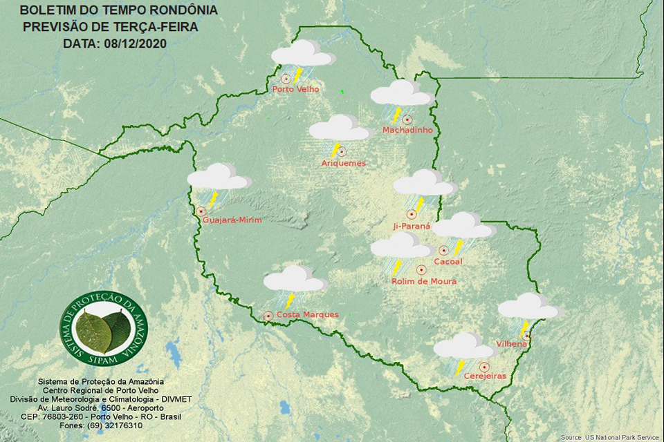 Confira a previsão do tempo para esta terça-feira em Rondônia