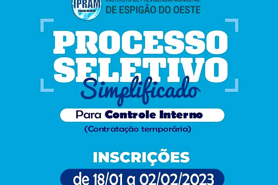 IPRAM realiza Processo Seletivo Simplificado - Edital nº. 001/IPRAM/2023