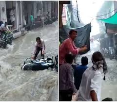 Tempestade arrasta veículos pelas ruas de Jodhpur, na Índia
