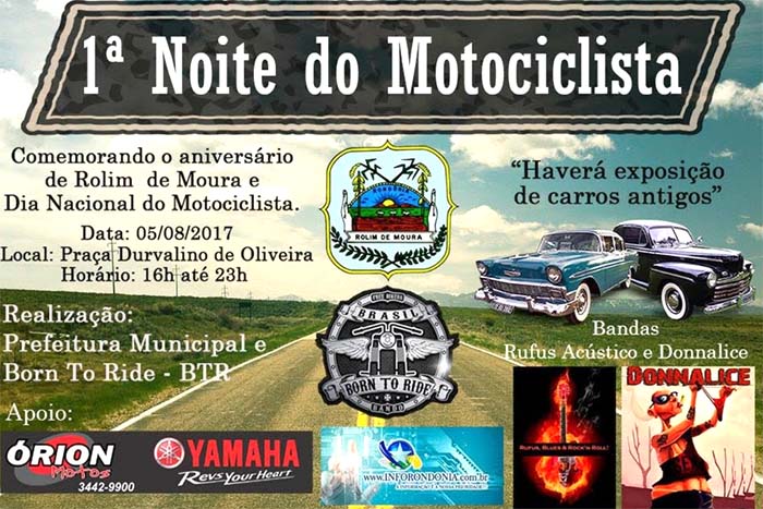 1ª Noite do Motociclista e Exposição de Carros Antigos acontece no sábado (05)