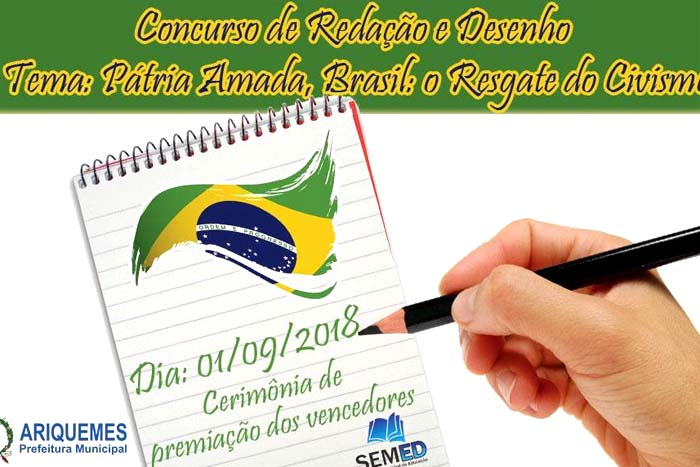 Semed lança concurso de redação e desenho com tema “Pátria Amada Brasil